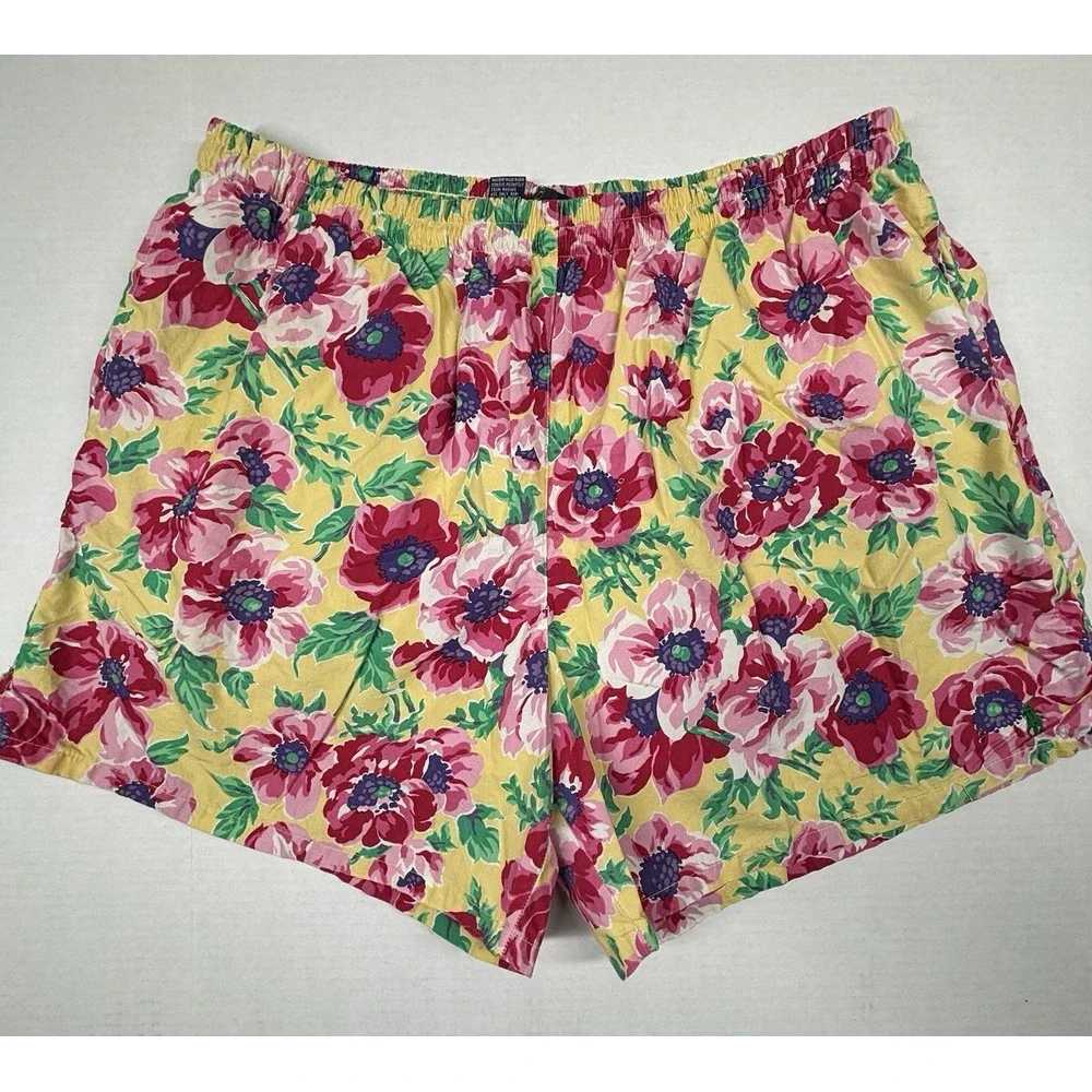 VTG Polo Ralph Lauren Mens XL Swim Trunks Floral Cotton Shorts Beach Romantic EC